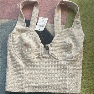 Windsor Cream Textured Crop Top